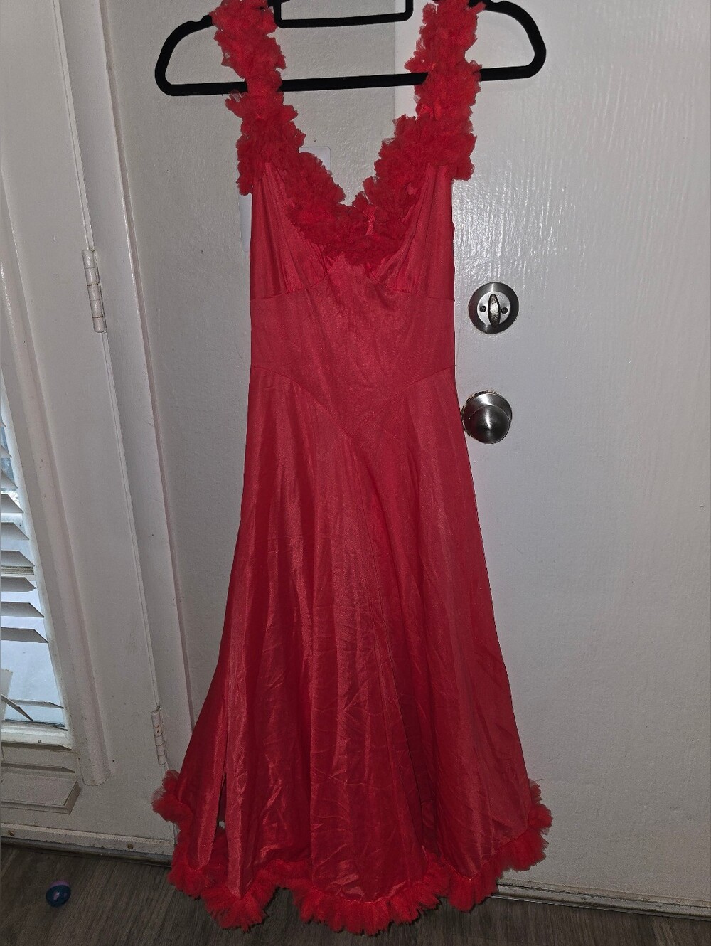 Red Floral-Trim V-Neck Maxi Dress - Brand Unknown